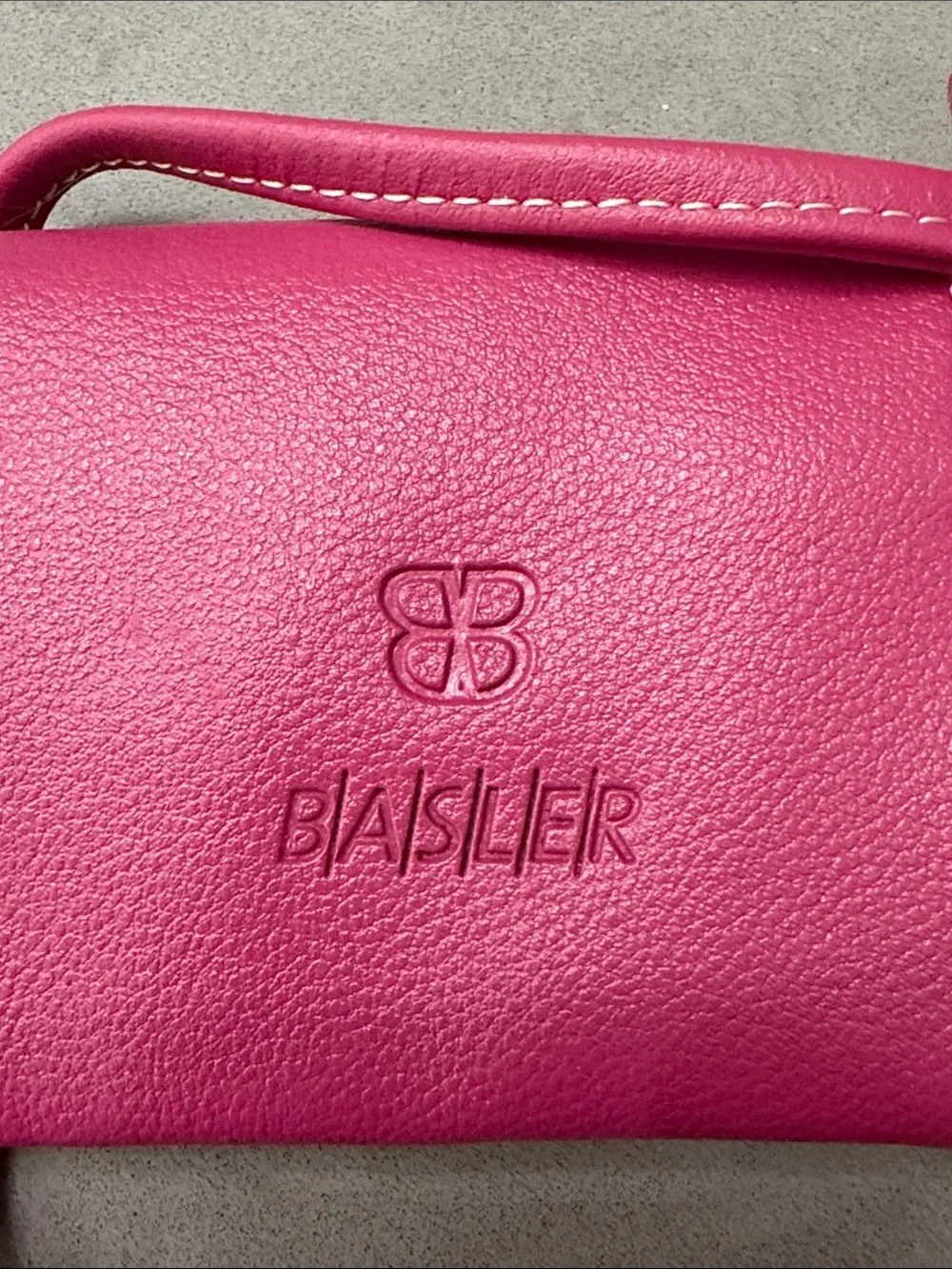 Basler Hot Pink Genuine Leather Roll Tie Jewelry Pouch